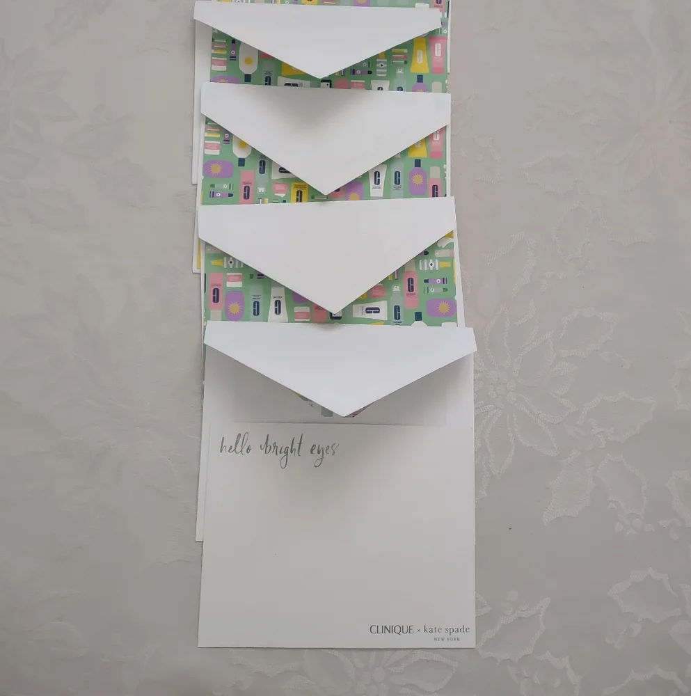 Kate Spade Hello Bright Eyes Clinique 5 Cards and 5 Envelopes